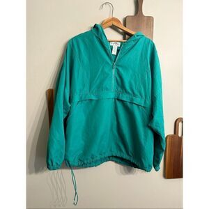 Vintage IZOD Green Half Zip Hooded Windbreaker Jacket Extra Large
